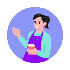 Friendly barista with coffee cup vector illustration