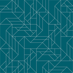 Seamless geometric pattern on green background. Vector seamless pattern. Geometric background with rhombus and nodes.