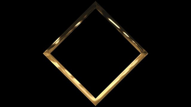 Gold frame on black background with reflection 4k footage