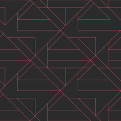 Seamless geometric pattern. Dark background. Vector seamless pattern. Geometric background with rhombus and nodes.