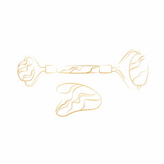 Gua Sha and facial massage roller tool isolated on white background. Quarts stone self massage scraper. Home beauty routine.