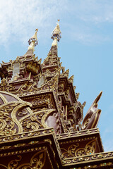 Fototapeta na wymiar Famous temples, architectural appearance. Details closeup, Chiang Mai, Thailand