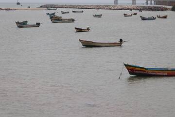  Amazing View of Boats on the  Beach  near Pondichury