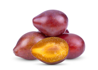 Plums plum prunes  fruit isolated on a white