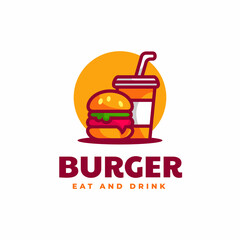 Vector Logo Illustration Burger Simple Mascot Style.
