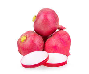 Small garden radish isolated on white