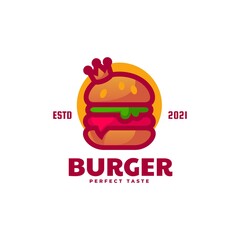 Vector Logo Illustration Burger Simple Mascot Style.