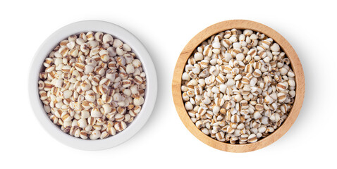 job's tears in a bowl on white background