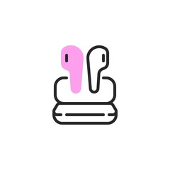 Wireless earphones line icon