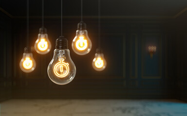 3d rendering stopwatch icon glow inside light bulb premium cover photo background