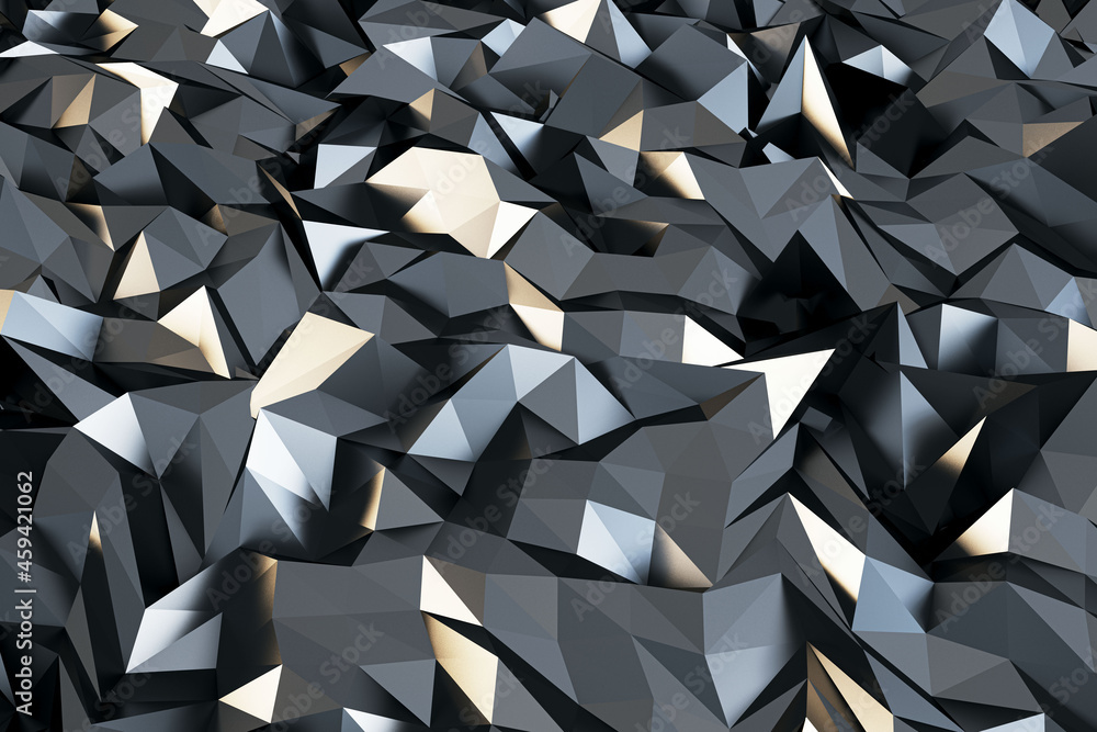 Aufkleber abstract gray geometric crystal wallpaper. landing page and design concept. 3d rendering.