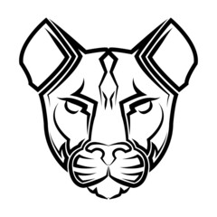 Black and white line art of cougar head Good use for symbol mascot icon avatar tattoo T Shirt design logo or any design.