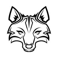 Black and white line art of fox head. Good use for symbol, mascot, icon, avatar, tattoo, T Shirt design, logo or any design.
