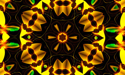 Shining yellow flower kaleidoscope. Summer Background. Flowers. Spring Background. Nature Background. Yellow Flowers.