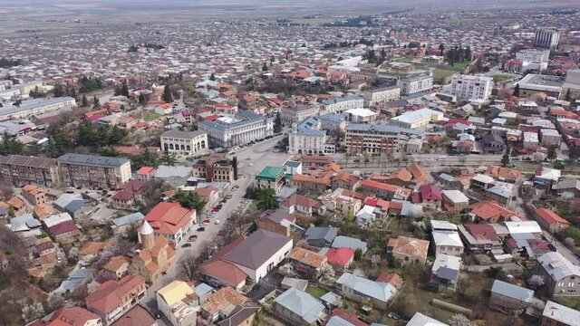 Scenic cityscape of town Telavi in Alazani river plain, Georgia 