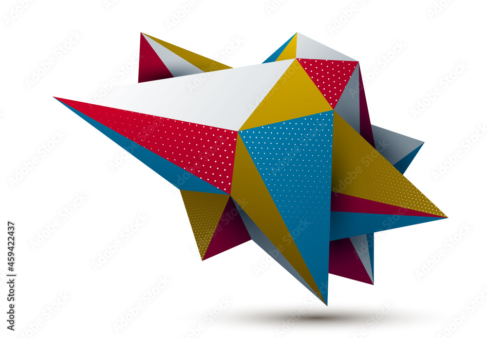 Aufkleber low poly abstract form isolated on white, vector future shape design polygonal art, dimensional geom