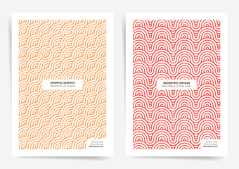Modern simple geometric wavy lines poster design templates. Asian trendy style cover templates for business posters, layouts, brochures, flyers. Japanese business design templates.