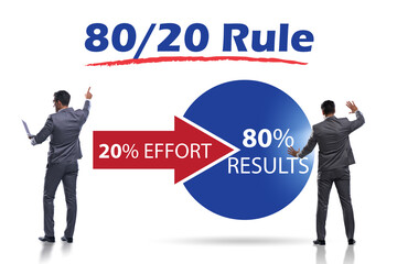 Businessman in pareto rule illustration