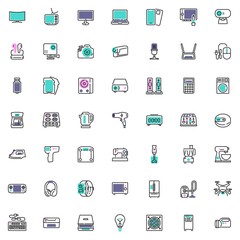 Electronic device line icons set