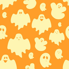 Fototapeta premium Seamless happy ghost patterns. Vector illustration, eps 10