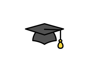 Graduation cap line icon. High quality outline symbol for web design or mobile app. Thin line sign for design logo. Color outline pictogram on white background