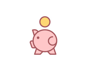 Money pig flat icon.