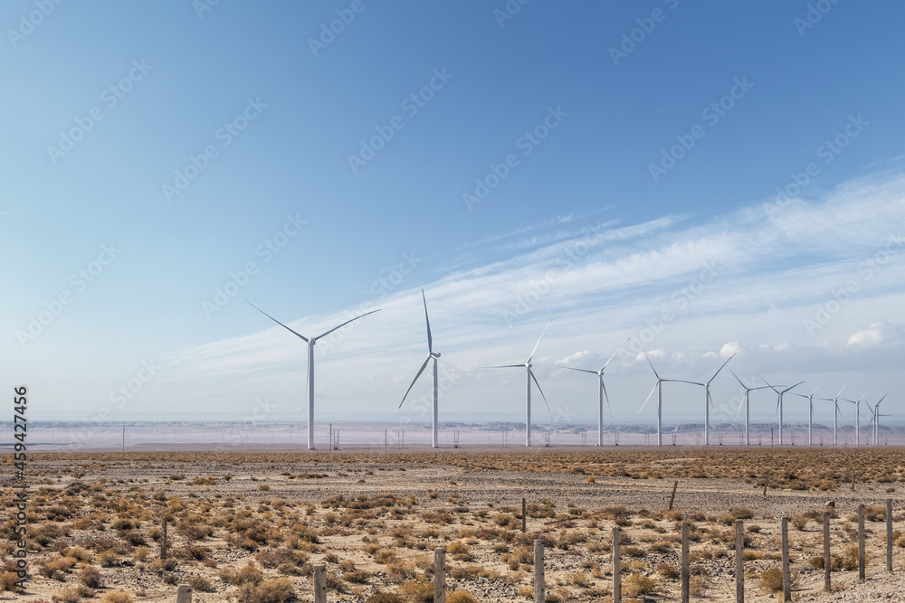 Wall mural wind farm on desert wilderness