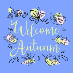 Autumn banner. Elements on the sides of the lettering 