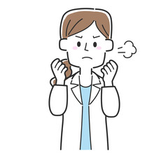 怒っている医師のイラスト