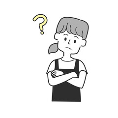 疑問を感じているエプロンを着た店員