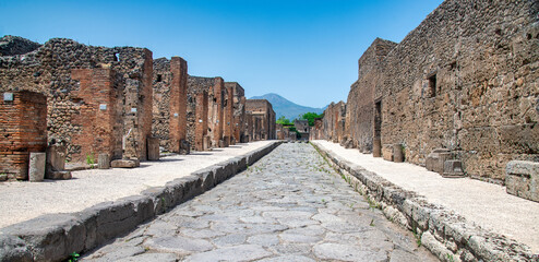 Pompei, Italy. Ancient ruins in summer season.