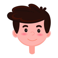 boy smiling face avatar. Kids emotions vector icon. Vector illustration