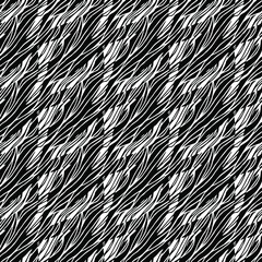 seamless pattern with figures and abstract lines drawn on a white background, black and white vector, tile