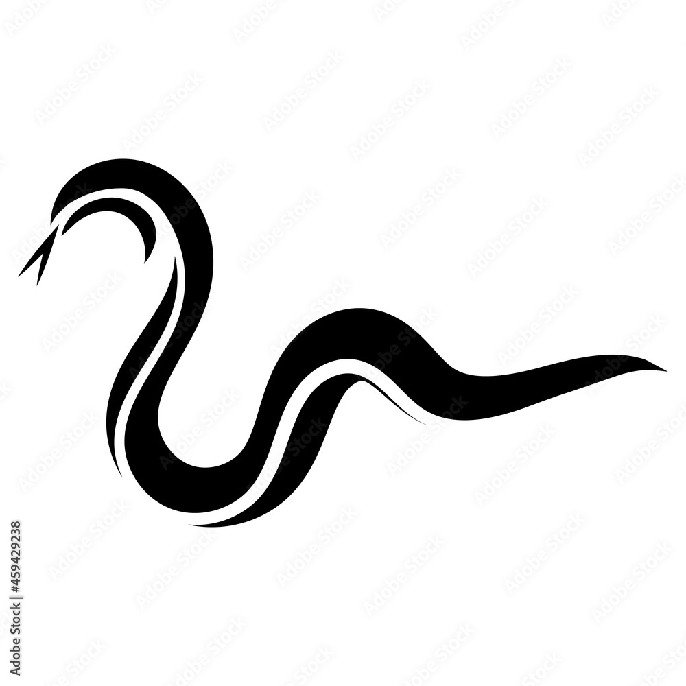 Poster curved calligraphy line, vector calligraphy element snake elegantly curved ribbon strip