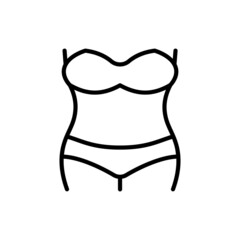 Plus size bikini thin line icon. Boby positive. Modern vector illustration.