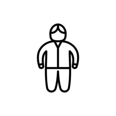 Body positive thin line icon, plus size man. Modern vector illustration.