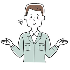 お手上げポーズの工務店の社員