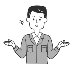 お手上げポーズの工務店の社員