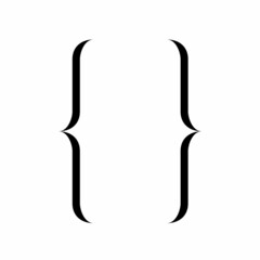 Curly braces icon for graphic design isolated on white background, Brackets symbolic elements. Vector illustration