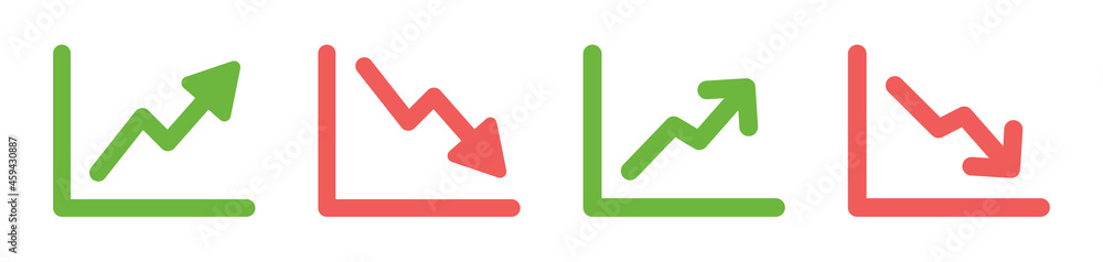 Poster Chart increase and chart decrease icon set. 