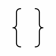 Curly braces icon for graphic design isolated on white background, Brackets symbolic elements. Vector illustration