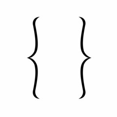 Curly braces icon for graphic design isolated on white background, Brackets symbolic elements. Vector illustration