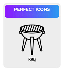 Grill for barbecue thin line icon. Modern vector illustration.