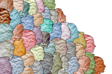 Social protest of society. Different people. Nationality and beliefs. Population protest. People in the form of silhouettes 3D illustrations. Design concept.