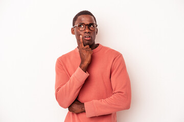 Young African American man isolated on white background having some great idea, concept of...