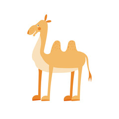 Cute camel in simple hand drawn style. Camel isolated on a white background. 