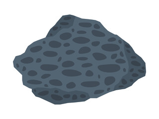 Grey conglomerate specimen. Sedimentary rock sample isolated on white background.