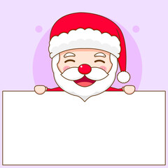 Cute Santa Claus with billboard Chibi character illustration