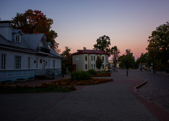 Fototapeta na wymiar Grodno. Belarus. Old town street in the early morning.