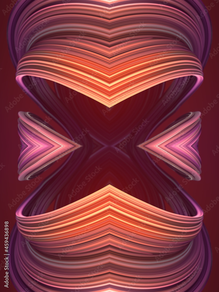 Poster twisted luxury multicolor kaleidoscopic shape. modern background design. 3d rendering digital illust